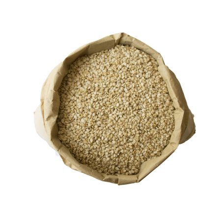 a bag of white sesame seeds